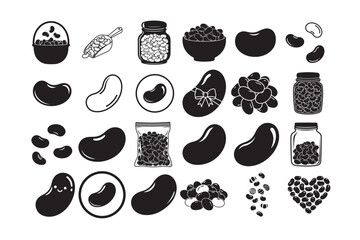 24 Set of Jelly Bean Silhouette Vector Bundle Candy Clipart