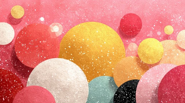 Vibrant Abstract Circles Background with Textured Splashes