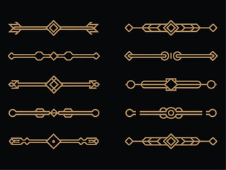 Luxury  art deco header ornament vector set with vintage decorative elements for invitations and retro design projects