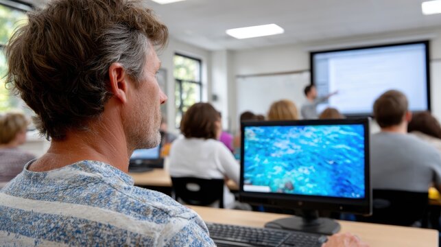 diversity in coding classes, an authentic learning experience in a modern classroom as a professional captures adult learners in a diverse coding workshop