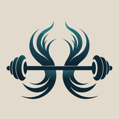 Fitness Barbell Tribal Design Illustration Gym Workout Sport Emblem Athletic Bodybuilding Powerlifting Symbol
