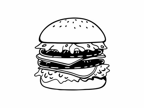 Vector illustration of delicious double cheeseburger layers