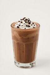Delicious chocolate cold coffee with whipped cream and sprinkles