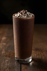 Delicious chocolate cold coffee with whipped cream and sprinkles