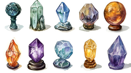 Ten magical relics with unique designs and colors
