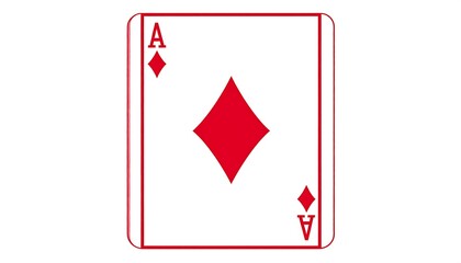 Obraz premium Playing card illustration featuring a red diamond and Ace symbols