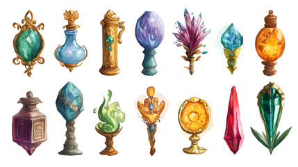 Magical relics with distinct designs and colors