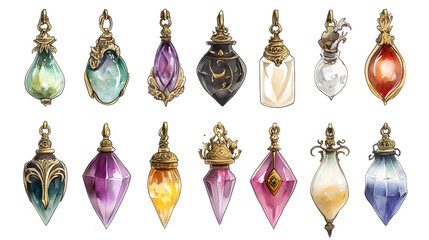 Elegant fantasy relics with distinct magical designs