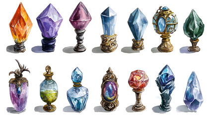 Colorful fantasy relics with magical designs