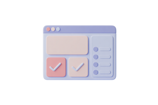 Modern 3D checklist interface with completed tasks, perfect for project management, business planning, and task organization
