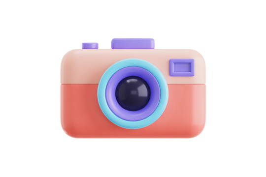 Vibrant 3D camera design perfect for social media, travel, and lifestyle concepts, capturing moments with style and fun, ready to inspire creative projects.