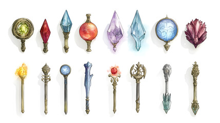 Collection of magical relics with unique designs