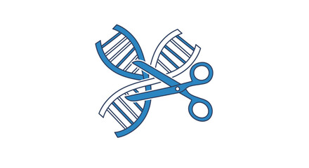Scissors cutting a dna helix strand.