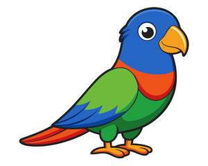 cartoon Isolated Rainbow Lorikeet
