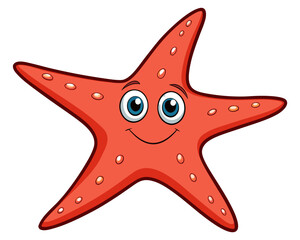 cartoon red starfish isolated on white