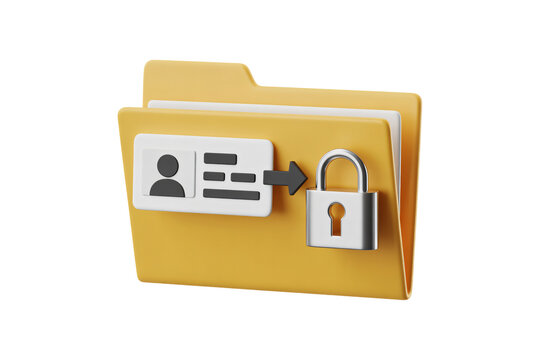 Data security concept with locked folder, ID card, and padlock, protecting sensitive personal information and private documents, GDPR - Powered by Adobe