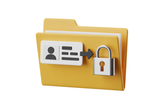 Data security concept with locked folder, ID card, and padlock, protecting sensitive personal information and private documents, GDPR