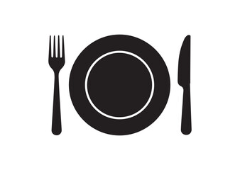 Dish, fork, Knife and Plate icon,Dish, fork, Knife and Plate solid vector