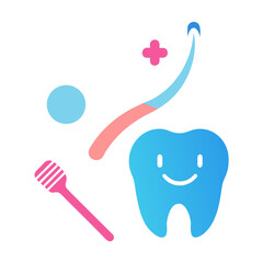 Dental hygiene vector illustration four brushing steps scalable icon
