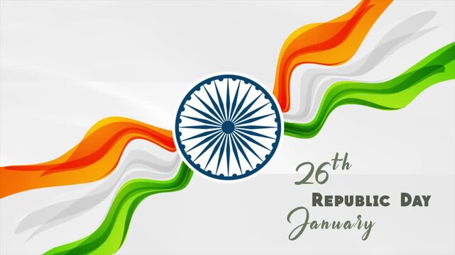 Indian Republic Day Greeting 2D Animation with Waving Flag Background
