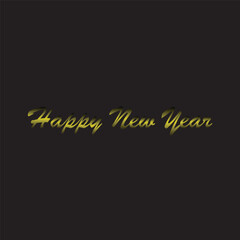 Elegant golden Happy New Year text festive greeting card design isolated on dark background