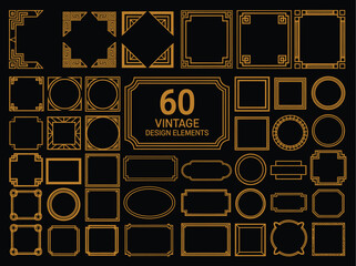 Retro vintage ornamental frame collection including borders and corners for elegant vector illustration design projects