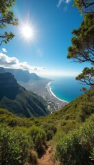Breathtaking coastal view from a mountain peak