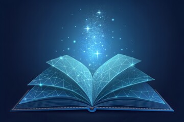 Open Book Knowledge Digital Polygon Innovation Technology Futuristic Design