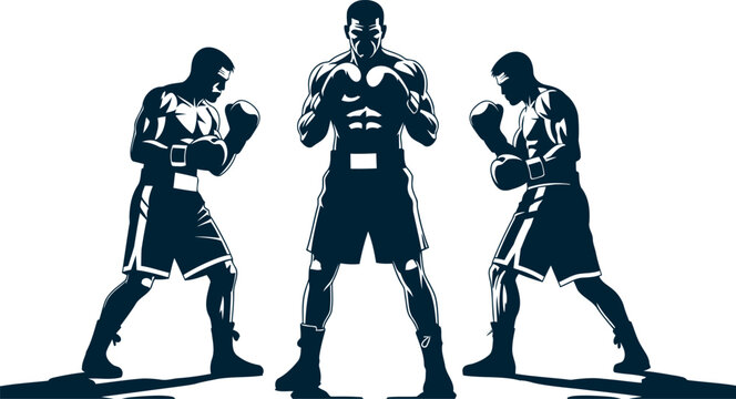 Vector a boxer stand with pose vector silhouette 