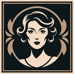 Charming Vintage Lady Portrait, Old Fashioned Icon, Elegant Woman, Stylish Era, Chic Beauty, Timeless Design, Vector Illustration
