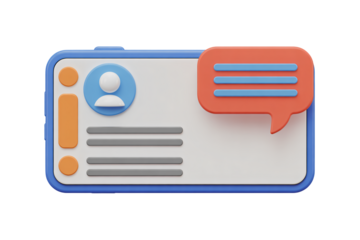 Modern smartphone interface with chat bubble, user profile, and contact details for sleek communication and connection