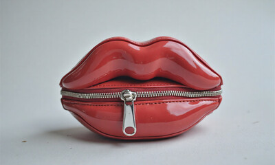 silver zipper encased sleek red design set neutral grey background soft