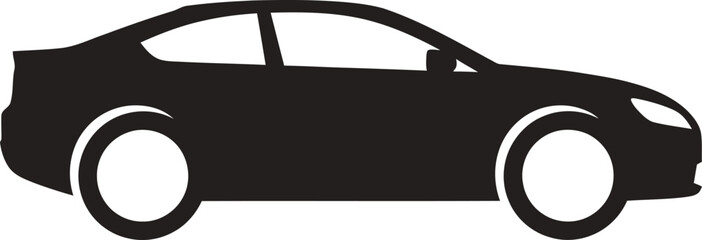 Sleek black coupe silhouette dynamic sporty car icon for automotive and transportation themes flat design vector illustration white background © CreativeAkash099