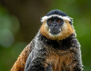 Portrait of a monkey with striking orange and black markings
