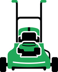 Modern green electric lawn mower front view vector