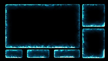 dynamic glowing blue electric energy streaming frame overlay for gaming and live content