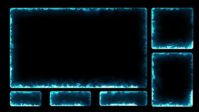dynamic glowing blue electric energy streaming frame overlay for gaming and live content