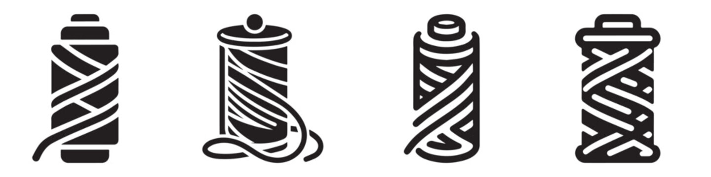 Modern Minimalist Thread Spool Icon, Flat Silhouette of a Sewing Tool Vector for Craft Illustration Design