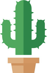 Vibrant saguaro cactus in terracotta pot flat design isolated vector