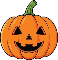 Happy jack-o'-lantern halloween pumpkin icon cute spooky autumn holiday celebration flat design vector illustration white background