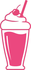 Vibrant cherry milkshake with whipped cream and straw icon vector
