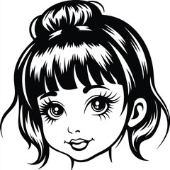 Monochromatic features a young, smiling girl with her hair in a stylish bun