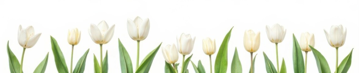 Charming white tulips, watercolor painted, isolated on white Ideal for spring projects , vintage, graphics, greeting