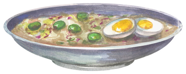 Potato salad. Watercolor hand drawing painted illustration.