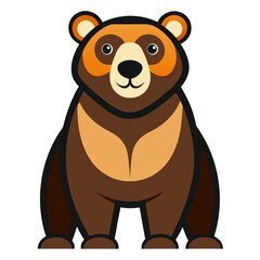 Cute cartoon bear character silhouette isolated on white background