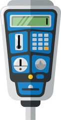 Modern blue parking meter with digital display and metered time vector