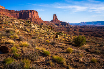 hiking the wilhite trail near moab in canyonlands island in the sky in utah, usa