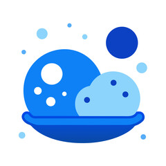 Dish sponge with bubbles in flat design vector illustration