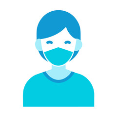 Person wearing face mask properly clean simple vector illustration