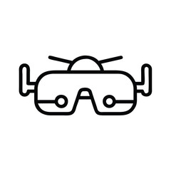 FPV Drone Goggles Outline Vector Icon for Drone Racing, Pilot Training, and Virtual Flight Technology Design